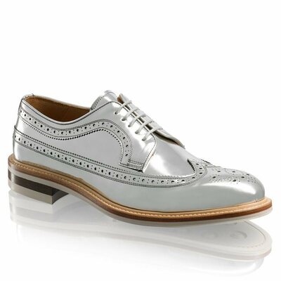 Oxford wing tip brogue toe white formal dress handmade leather lace up shoes