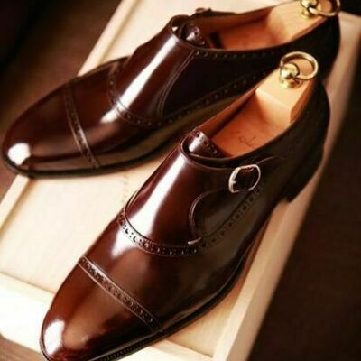 Mens handmade superb leather shoes with buckle, men dress shoes
