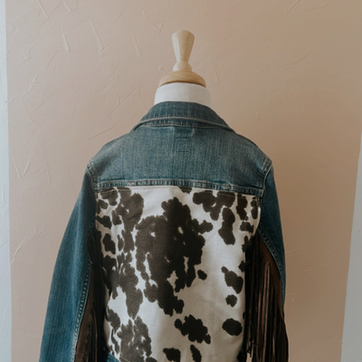 Cowgirl denim fringe jacket girls medium
