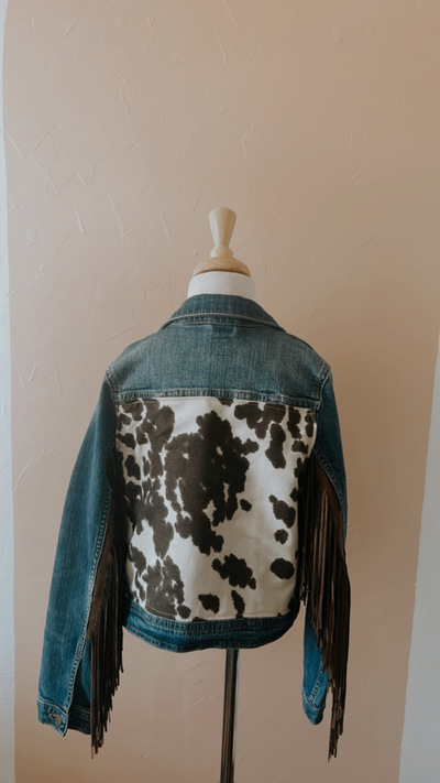 Cowgirl denim fringe jacket girls medium