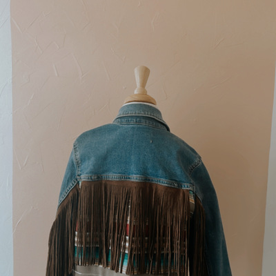 Calico denim fringe jacket girls size 8
