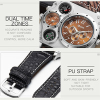 Young Mens Watches Large Case Dual Time Zones Strap Quartz Causal Watch HP1349 - Thumbnail 5