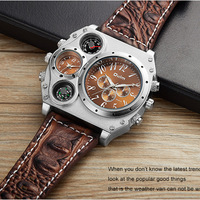 Young Mens Watches Large Case Dual Time Zones Strap Quartz Causal Watch HP1349 - Thumbnail 8