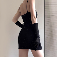 Sparkling Diamond Slimming Dress With Gloves - Thumbnail 2