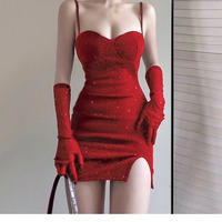 Sparkling Diamond Slimming Dress With Gloves - Thumbnail 1