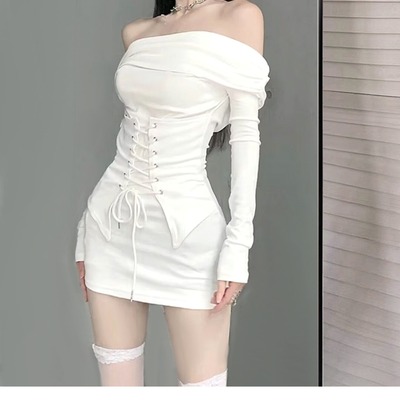 Lace up off shoulder white dress