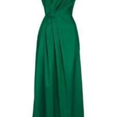 Simple green sleeveless long prom dresses