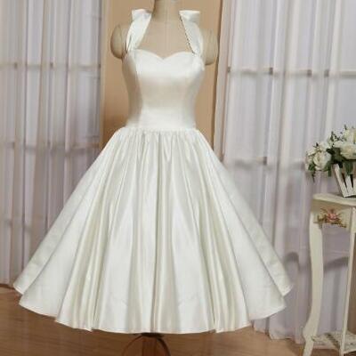 Halter neck ivory stain short prom dresses