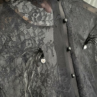 White Lace Feather Crop Lace Tops Custom Plus Size Wedding Bridesmaids Lace Blouse - Thumbnail 4