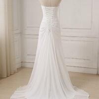 White/ Ivory Chiffon Beach Wedding Dresses Sweetheart Sleeveless Bridal Wedding Gowns Custom Made Size Formal Occasion,997 - Thumbnail 1