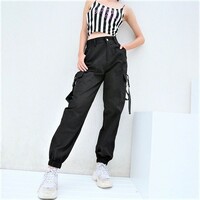 Streetwear Cargo Pants Running High Waist Punk Ladies Black Trousers 90s Y2K Party Amazing - Thumbnail 3
