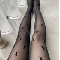 Monogram Luxury print tights - Black - Thumbnail 3
