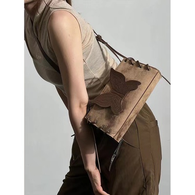 Y2k brown butterfly crossbody bag - Thumbnail 1