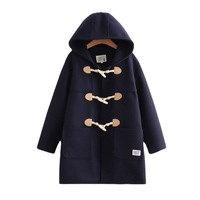 Sweet Hooding College Wind Pure Color Women's Cape Jacket - Thumbnail 6