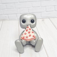 Pizza Party Robot Resin Figurine Kawaii Desk Buddy - Thumbnail 2
