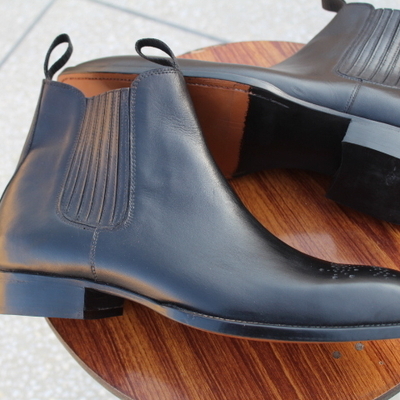 Crafted leather classic men handmade black calf leather chelsea boot - Thumbnail 1