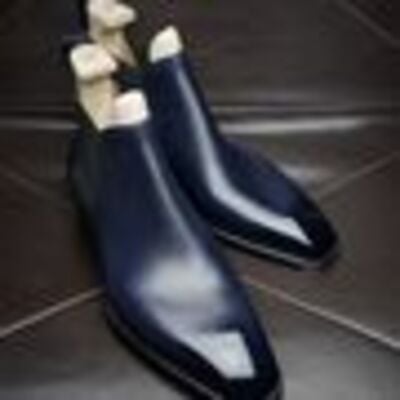 New handmade men blue calf leather chelsea boot