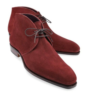 NEW HANDMADE MEN'S BURGUNDY VOGUE SUEDE CHUKKA BOOTS