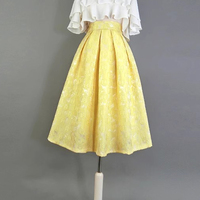 YELLOW Midi Pleated Skirt Holiday Outfit Pleated Midi Skirt Custom Plus Size - Thumbnail 1