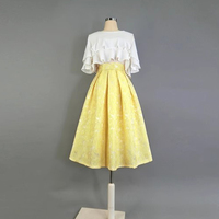 YELLOW Midi Pleated Skirt Holiday Outfit Pleated Midi Skirt Custom Plus Size - Thumbnail 5