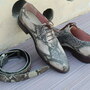 Crafted Leather Mens Natural Genuine Python Dress Shoes With Matching Belt-1