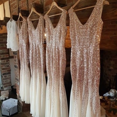 V neck bridesmaid dresses mermaid sequins - Thumbnail 1