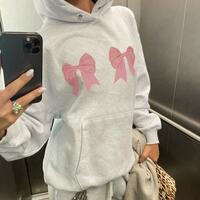 Bow Print Hoodie Sweatshirt - Thumbnail 1