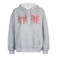Bow Print Hoodie Sweatshirt - Thumbnail 3