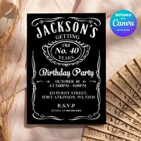 Jack daniel's birthday invitation Canva Editable and Printable - Thumbnail 1
