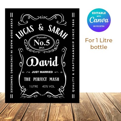 Jack daniel's bottle label template, wedding whisky bottle label editable printable instant download