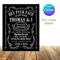 Jack Daniel's Bottle Label Template, Engaged Whisky Bottle Label editable printable Instant download - Thumbnail 1