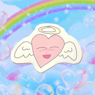 Angel heart sticker
