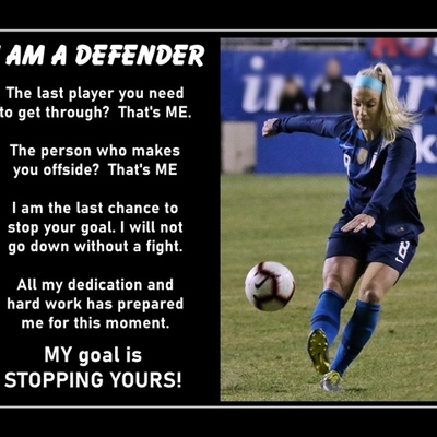 Inspirational julie ertz soccer motivation quote poster #3 daughter wall art gift  i am a defender soccer wall decor