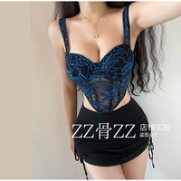 Sexy fishbone corset underwire push-up see-through camisole - Thumbnail 3