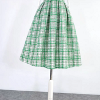 Winter GREEN TWEED Wool Skirt Pleated Midi Holiday Skirt Warm Midi Party Skirt Plus Size Christmas Skirt Outfit - Thumbnail 5