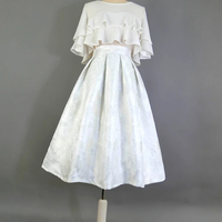 A-line Silver Midi Pleated Skirt Outfit Women Custom Plus Size Elegant Pleated Party Skirt  - Thumbnail 3