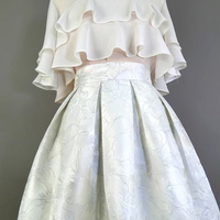 A-line Silver Midi Pleated Skirt Outfit Women Custom Plus Size Elegant Pleated Party Skirt  - Thumbnail 4