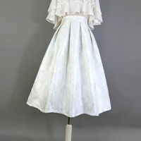 A-line Silver Midi Pleated Skirt Outfit Women Custom Plus Size Elegant Pleated Party Skirt  - Thumbnail 7