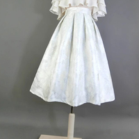 A-line Silver Midi Pleated Skirt Outfit Women Custom Plus Size Elegant Pleated Party Skirt  - Thumbnail 8