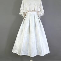 A-line Silver Midi Pleated Skirt Outfit Women Custom Plus Size Elegant Pleated Party Skirt  - Thumbnail 9