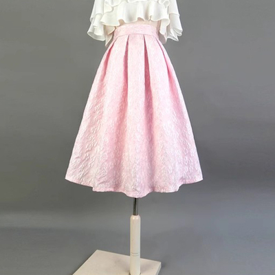 Women hot pink midi pleated skirt winter midi pleated holiday skirt outfit custom plus size