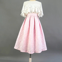 Women Hot Pink Midi Pleated Skirt Winter Midi Pleated Holiday Skirt Outfit Custom Plus Size - Thumbnail 7