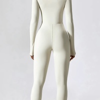 One Piece Long Sleeve Fitted Jumpsuit - Marshmallow  - Thumbnail 1
