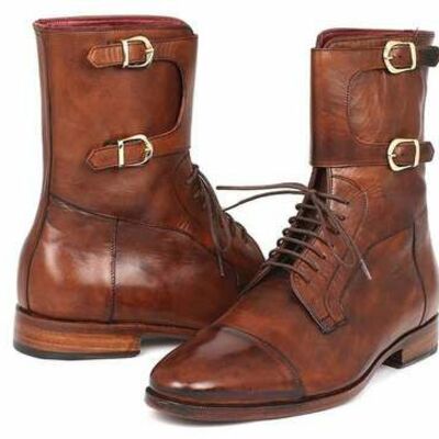  leather calfskin handmade mens high ankle boots - Thumbnail 1