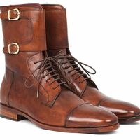  Leather Calfskin Handmade Mens High Ankle Boots - Thumbnail 1