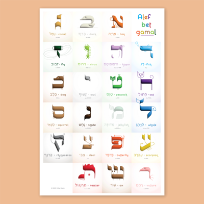 Alef bet gamal alphabet poster