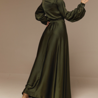 Olive Green Bridesmaid Dresses V Neck for Wedding Party - Thumbnail 1