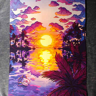 Calm beach sunset mola print