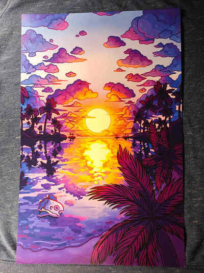 Calm Beach Sunset Mola Print
