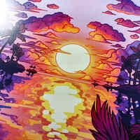 Calm Beach Sunset Mola Print - Thumbnail 4